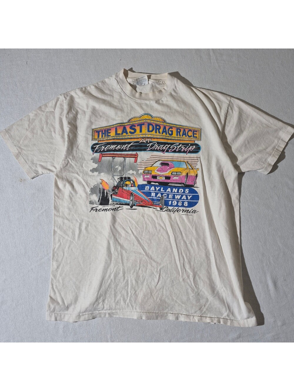 Vintage 80s Last Drag Race XL XLarge Fremont Cali Drag Strip Baylands T-shirt